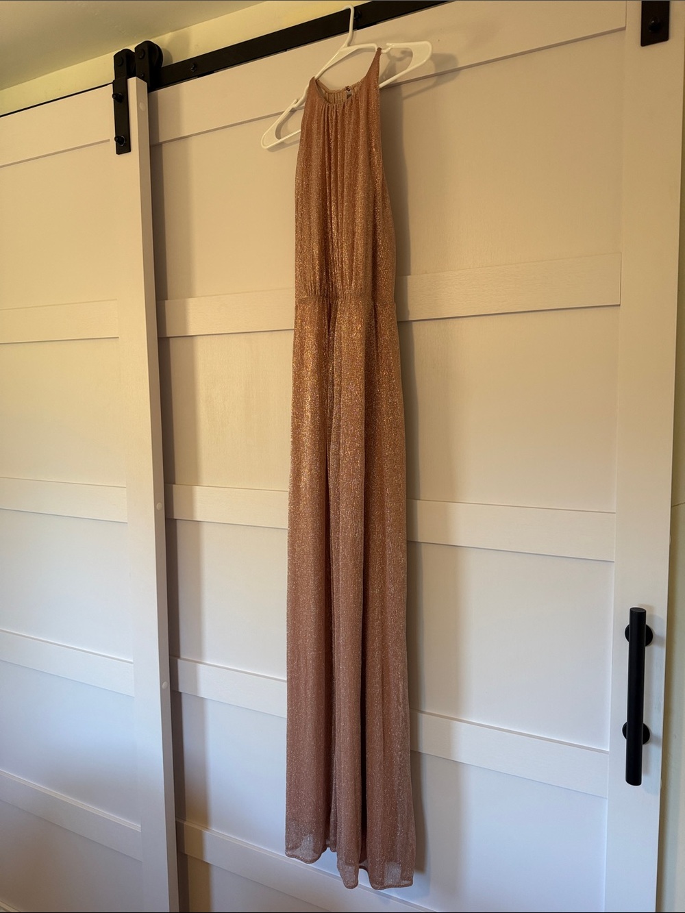 Halston Heritage Metallic Rose Gold Maxi Dress